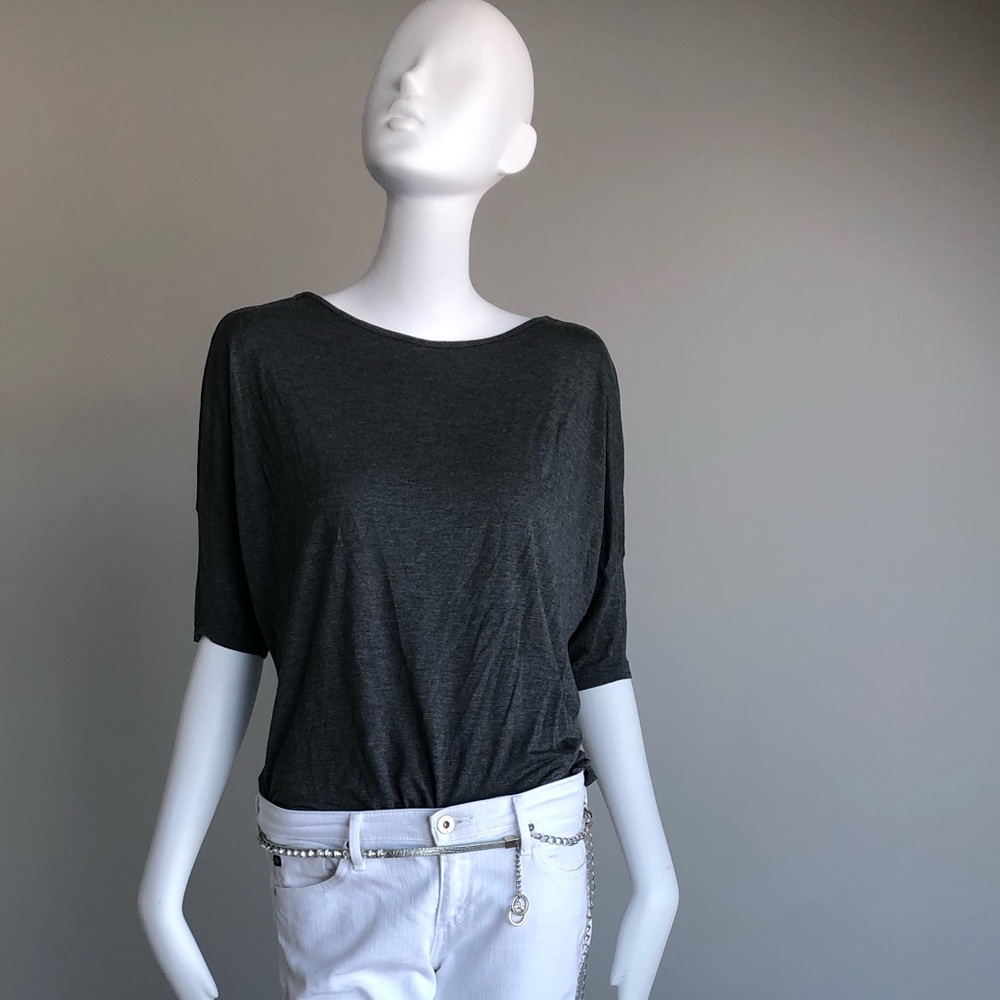 Haute Hippie T-Shirt Dark Grey/Open Back/Rhine Stone Detail